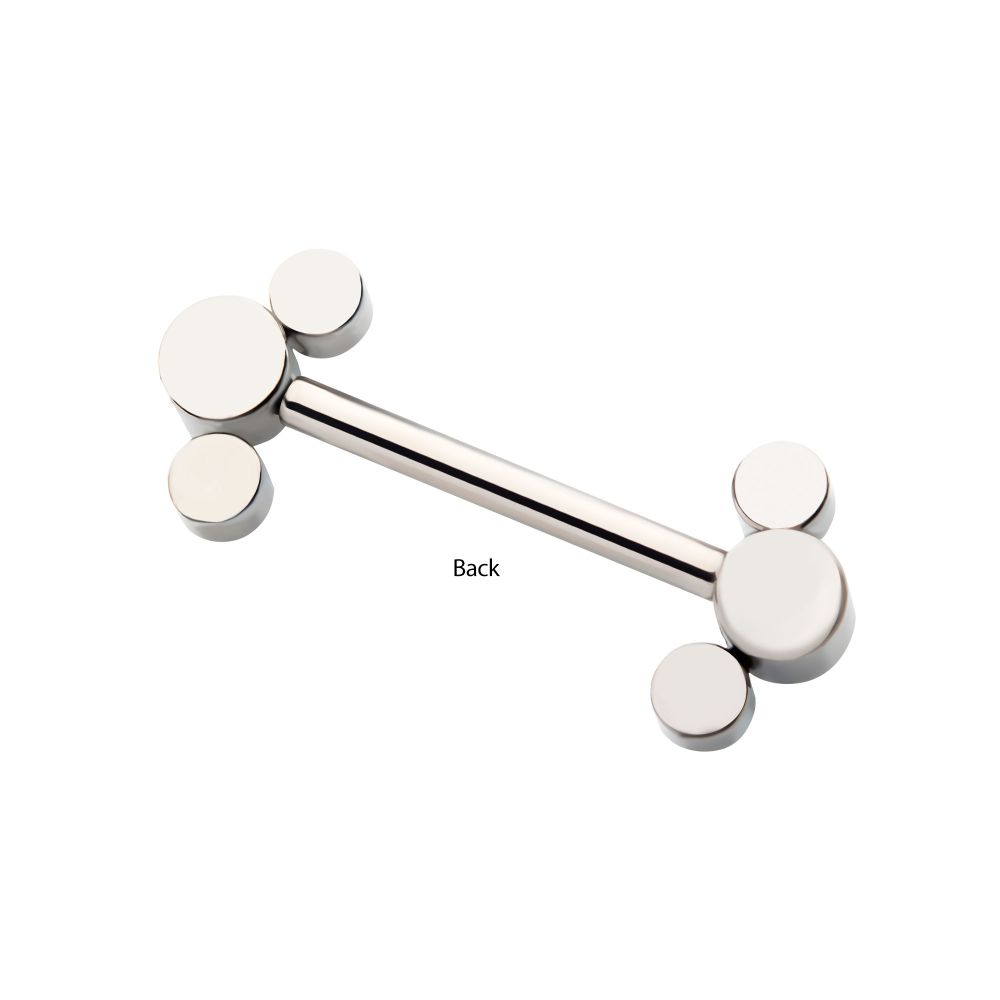 Titanium with One Side Fixed & One Side Threadless Nipple Barbell with Bezel Set CZ 3-Cluster Ends