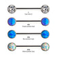 Titanium with One Side Fixed & One Side Threadless Nipple Barbell with Bezel Set CZ/Opal Ends