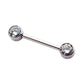 Titanium with One Side Fixed & One Side Threadless Nipple Barbell with Bezel Set CZ/Opal Ends