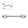 Titanium Threadless Bezel Teardrop CZ Nipple Barbell | Sold by piece
