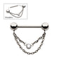 Titanium Threadless Ball Nipple Barbell with 2 Tier Chain | Sold by piece
