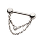 Titanium Threadless Ball Nipple Barbell with 2 Tier Chain | Sold by piece