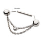 Titanium Threadless Ball Nipple Barbell with 2 Tier Chain | Sold by piece