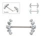 Titanium Semi-Bezel Set Round Gem/Opal 
5-Cluster End Nipple Barbell 
(One Side Fixed, One Side Threadless ) | Sold by piece