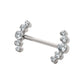 Titanium Semi-Bezel Set Round Gem/Opal 
5-Cluster End Nipple Barbell 
(One Side Fixed, One Side Threadless ) | Sold by piece