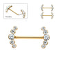 24Kt Gold PVD Titanium Semi-Bezel Set Round Gem/Opal 
5-Cluster End Nipple Barbell 
(One Side Fixed, One Side Threadless ) | Sold by piece