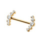 24Kt Gold PVD Titanium Semi-Bezel Set Round Gem/Opal 
5-Cluster End Nipple Barbell 
(One Side Fixed, One Side Threadless ) | Sold by piece