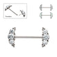 Titanium Beads and Semi-Bezel Set Round Gem/Opal 
3-Cluster Ends Nipple Barbell 
(One Side Fixed, One Side Threadless ) | Sold by piece