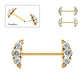24Kt Gold PVD Titanium Beads and Semi-Bezel Set Round Gem/Opal 
3-Cluster Ends Nipple Barbell 
(One Side Fixed, One Side Threadless ) | Sold by piece