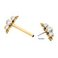 24Kt Gold PVD Titanium Beads and Semi-Bezel Set Round Gem/Opal 
3-Cluster Ends Nipple Barbell 
(One Side Fixed, One Side Threadless ) | Sold by piece