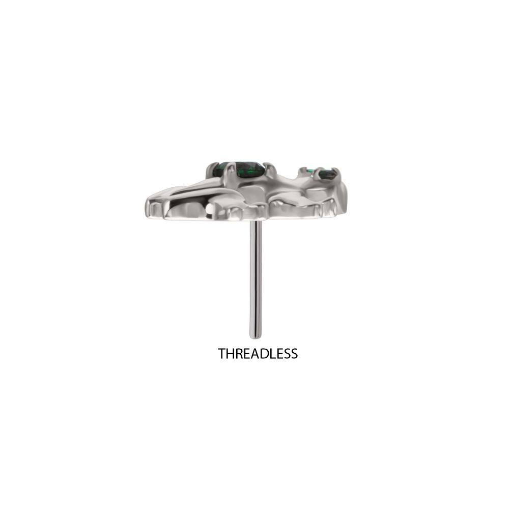 Titanium Threadless Frog Top with Prong Set CZ Gem