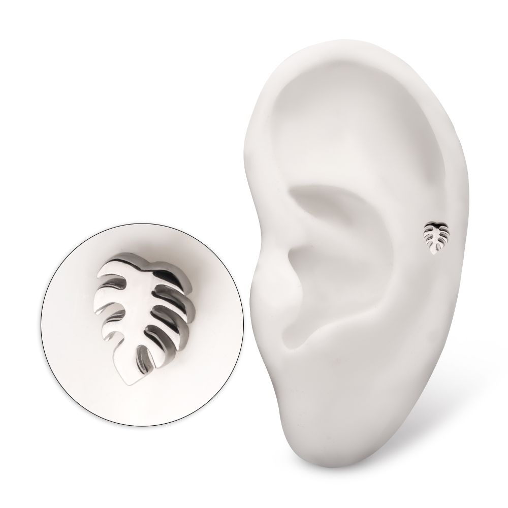 Titanium Threadless Monstera Leaf Top