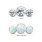 Titanium Threadless Semi-Bezel Set Round Gem/Opal 3-Cluster Top