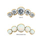 24Kt Gold PVD Titanium Threadless Semi-Bezel Set Round Gem/Opal 5-Cluster Top