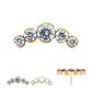 24Kt Gold PVD Titanium Threadless Semi-Bezel Set Round Gem/Opal 5-Cluster Top