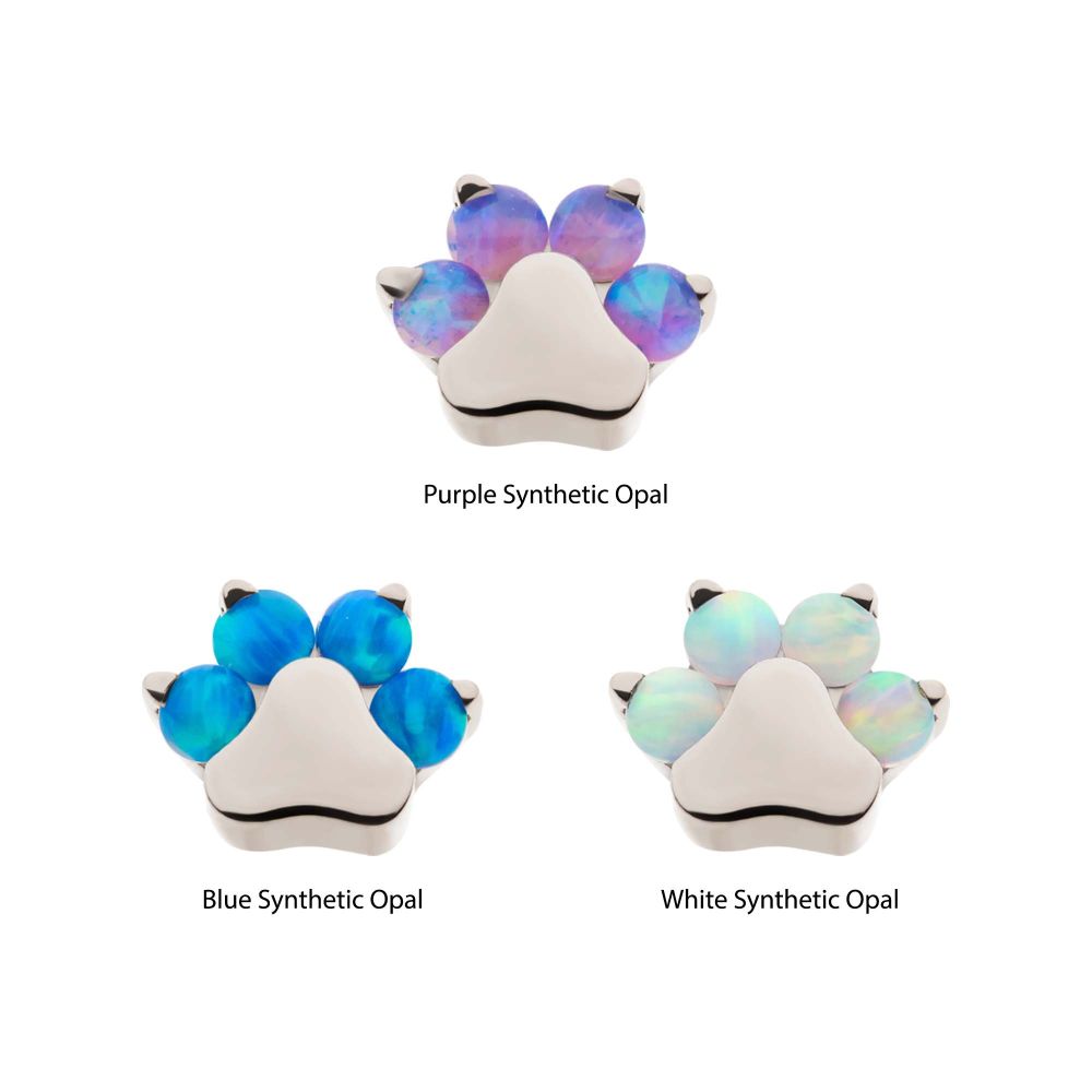 Titanium Threadless with Prong Set Opal 4-Cluster Paw Top