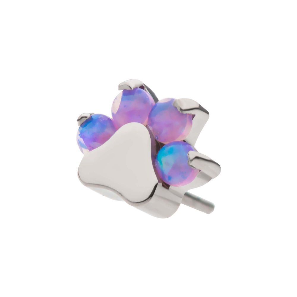 Titanium Threadless with Prong Set Opal 4-Cluster Paw Top