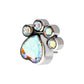 Titanium Threadless Bezel Heart & Round CZ Paw Top