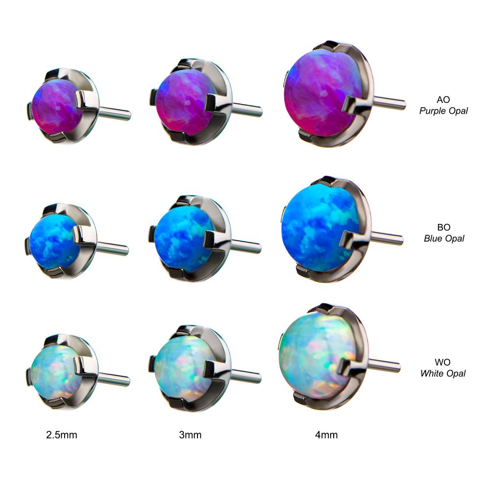 Titanium Threadless Synthetic Opal Prong Set Tops