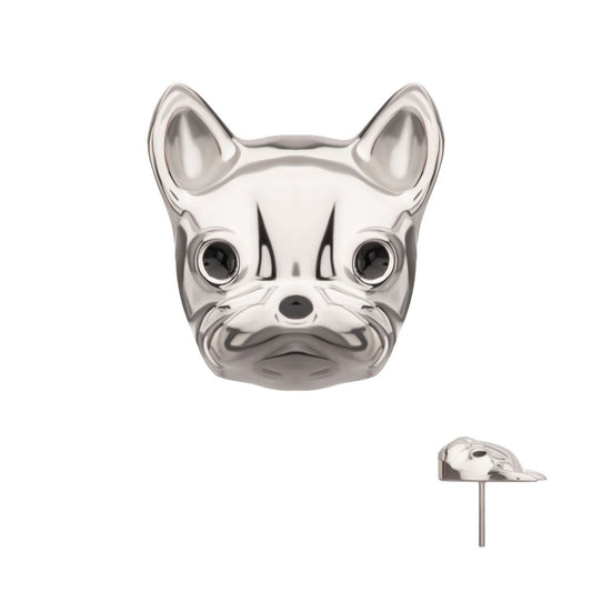 Titanium Threadless 3D French Bulldog Head Top