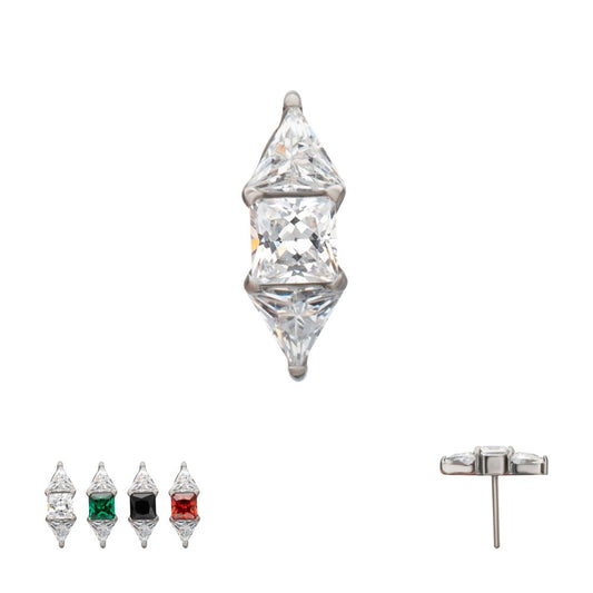 Titanium Threadless Tri-Linear Gem Cluster Top