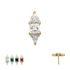 24Kt Gold PVD Titanium Threadless Tri-Linear Gem Cluster Top