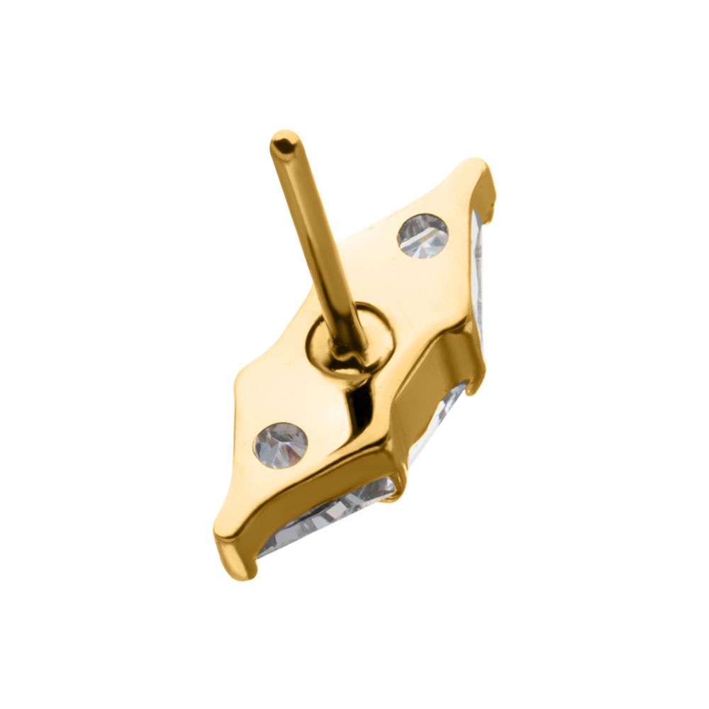 24Kt Gold PVD Titanium Threadless Tri-Linear Gem Cluster Top