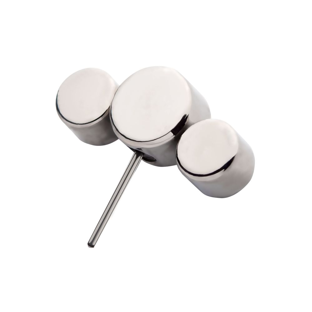 Titanium Threadless with Bi-Trans-Pan Bezel Set CZ 3-Cluster Side Facing Top