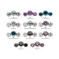 Titanium Threadless with Bezel Set Multi-Color CZ 3-Cluster Side Facing Top