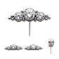 Titanium Threadless with 3-Cluster Bezel Set CZ/Opal & Trio Beads Side Facing Top