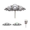 Titanium Threadless with 3-Cluster Bezel Set CZ/Opal & Trio Beads Side Facing Top