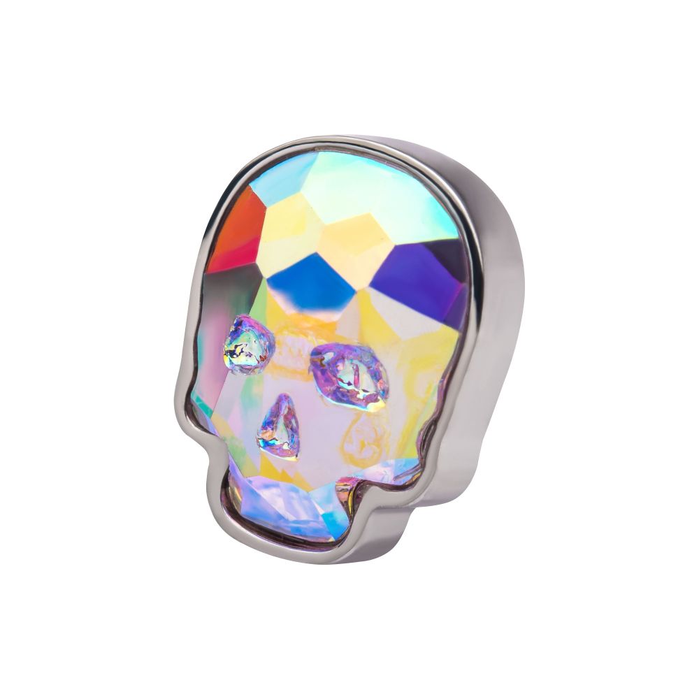 Titanium Threadless with Skull Glass Top