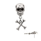Titanium Threadless Skull Top with Crossbone Dangle