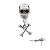 Titanium Threadless Skull Top with Crossbone Dangle