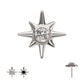 Titanium Threadless North Star Top with Bezel CZ Gem
