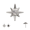 Titanium Threadless North Star Top with Bezel CZ Gem