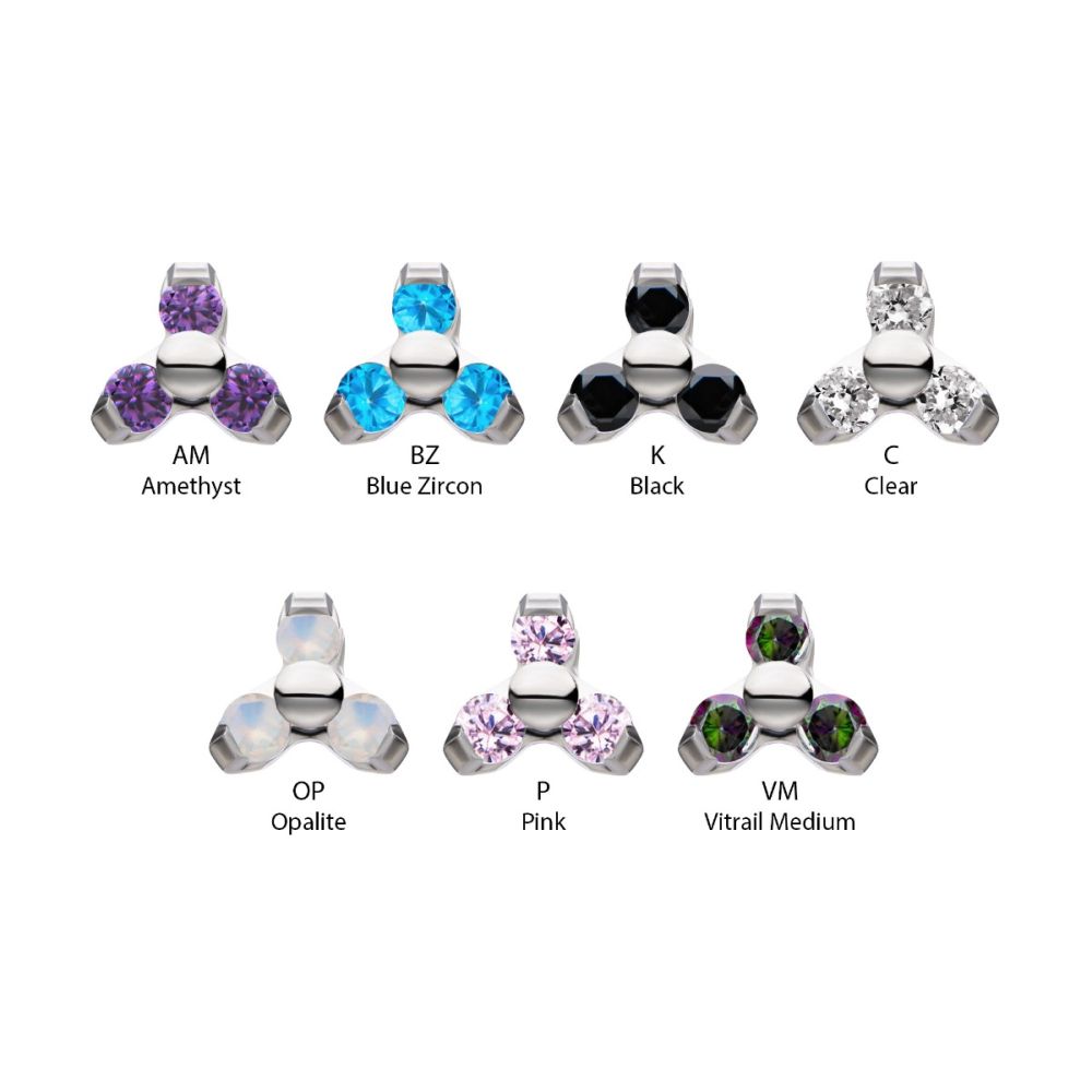 Titanium Threadless Pronged Round CZ Trinity Top