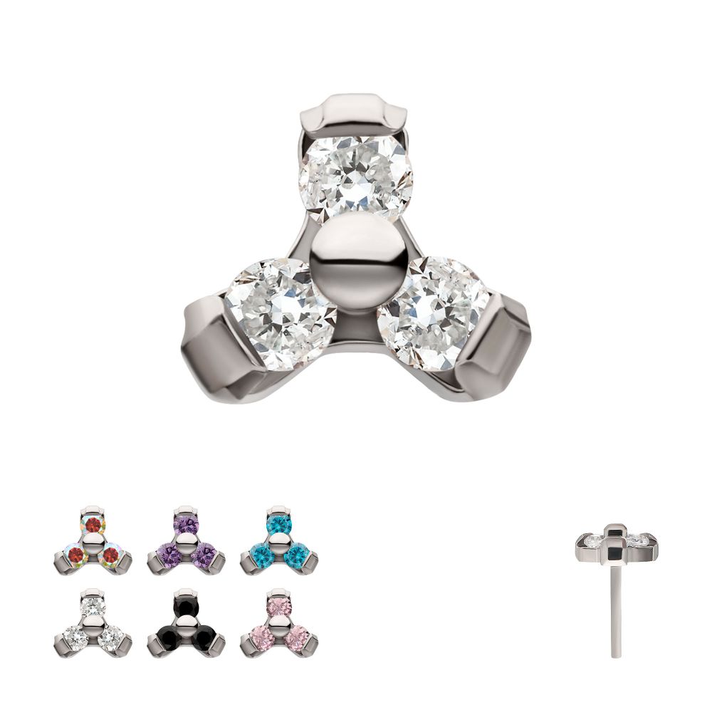 Titanium Threadless Petite Trinity Top with 1.2mm Prong Set Gem