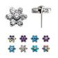 Titanium Threadless with Prong Set 7 CZ Flower Top
