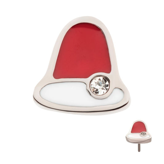 Titanium Threadless Bezel Set Clear CZ Christmas Bell Top