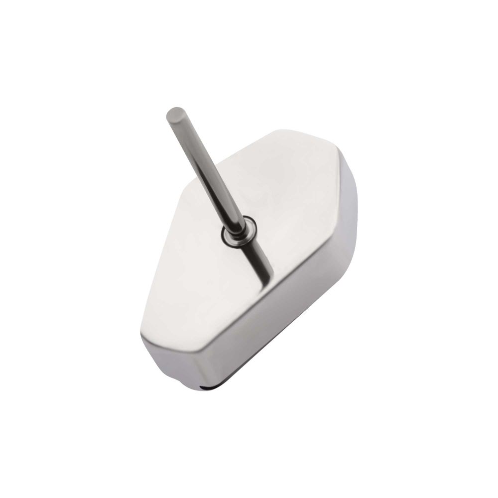 Titanium Threadless with Prong Set Black CZ Coffin Top