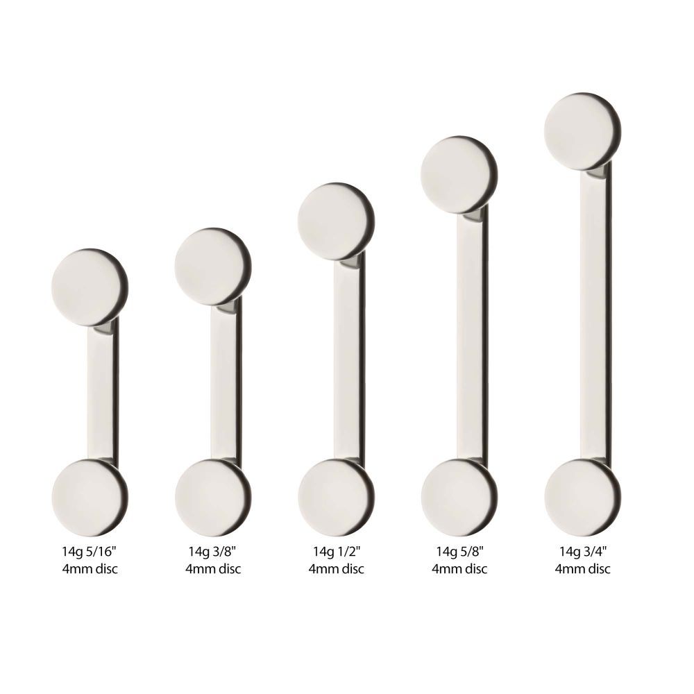 Titanium-Internally Threaded with 4mm Flat Discs Surface Barbell