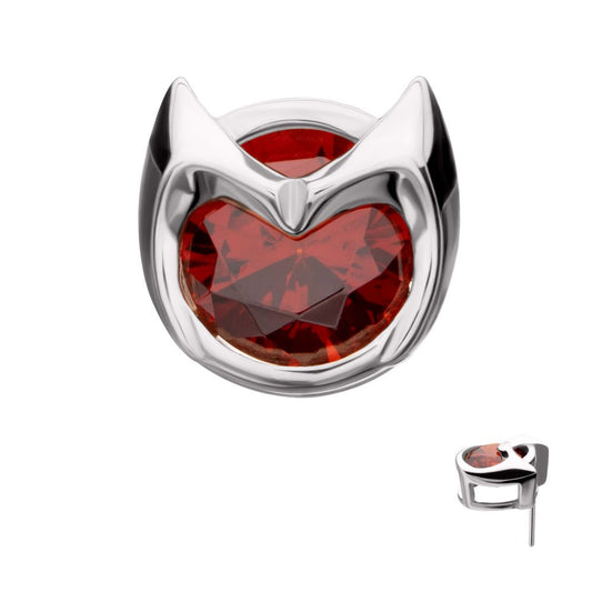 14Kt White Gold Marvel Wandavision 3D Tiara with Red Gem Threadless Top