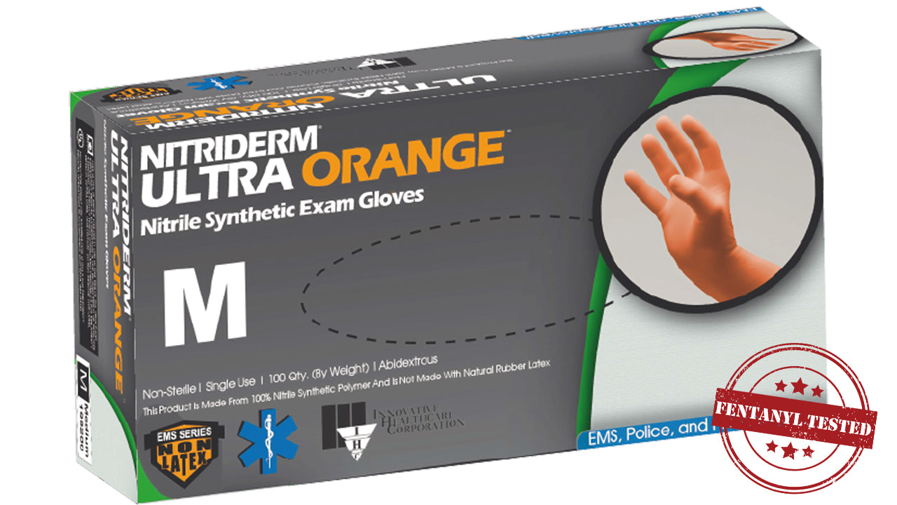 NitriDerm Ultra Orange nitrile synthetic exam gloves