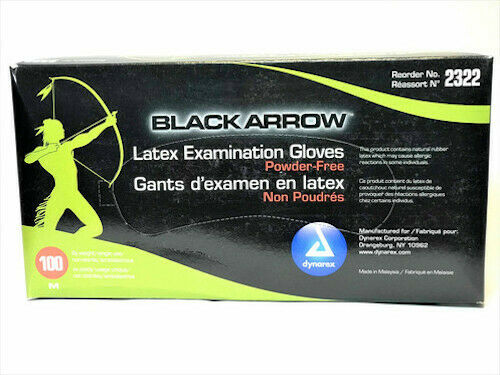 Dynarex Black Arrow Powder-Free Latex Gloves